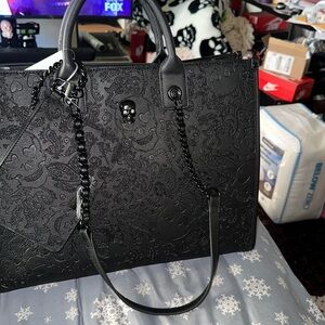 Betsey Johnson Black Embossed Shoulder Bag